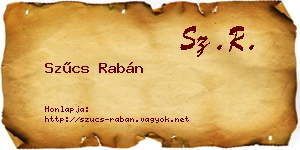 Szűcs Rabán névjegykártya